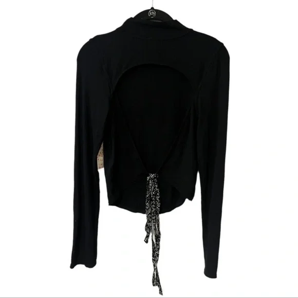 Free people edge of town black backless tie turtle neck top - Picture 5 of 5